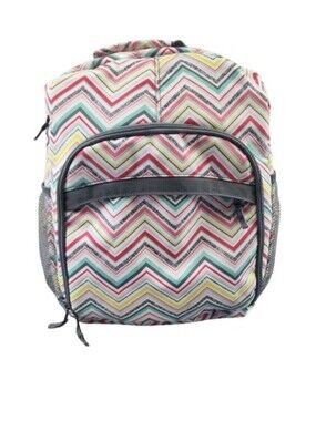 Thirty-One Punch Party Chevron Multicolor Sling Bag Pockets School  18x13x6